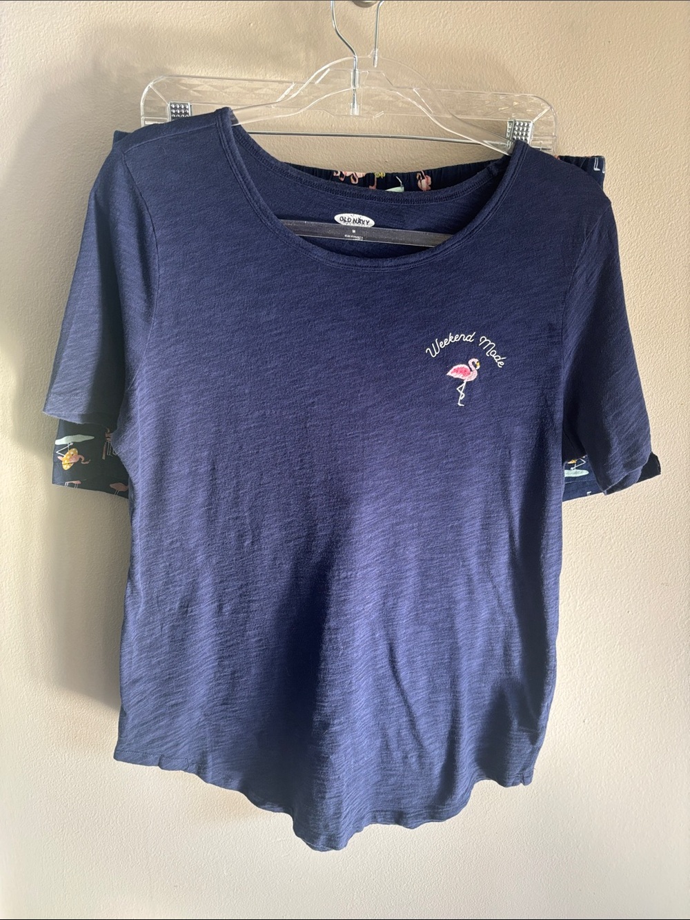 M Old Navy weekend mode flamingo pj short set